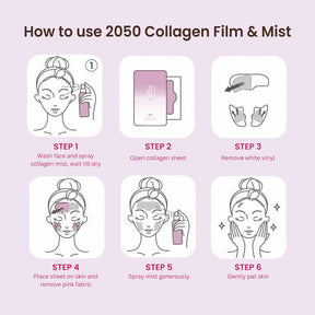 Instructions on how to use 2050 Collagen Film and Mist